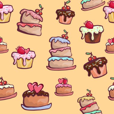 Pasta grafiği siyah beyaz desensiz çizim vektörü