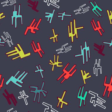 koyu mavi bir arka plan üzerinde renkli soyut karalamalar ile sorunsuz soyut el çizilmiş desen