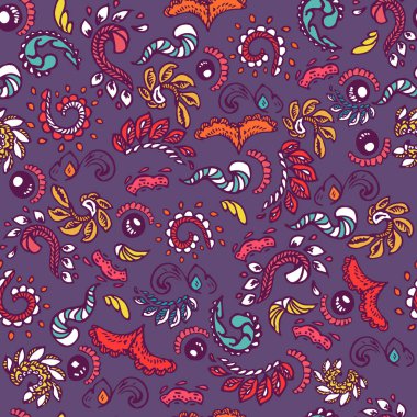 Vektör vintage doodle öğeleri. Çiçek, paislies