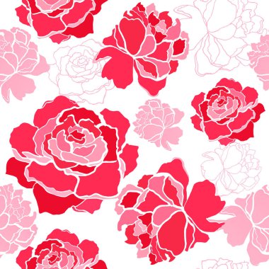 İzole pembe el çiçek çizimi ile soyut seamless modeli. Vektör çizim. çiçek duvar kağıdı.