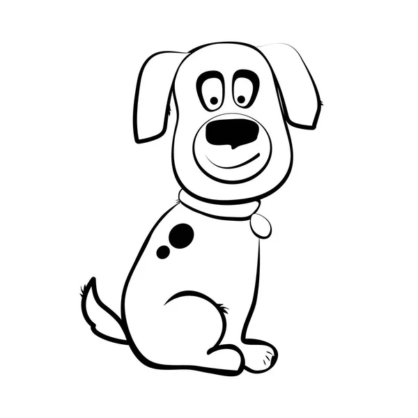 Black and white little dog character vector illustration — Stock Vector