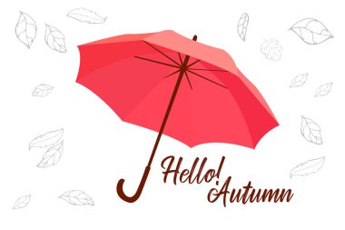 Şemsiye simgesi. Yağmur veya güneş koruma. Şablon tasarım web tasarım, mobil uygulamalar ve baskı için. Vektör illustration.falling yaprakları.