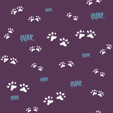 Kedi pençe sorunsuz arka plan doodle. Mırlamak. Soyut kedi pençe vektör Dikişsiz desen kartı, davet, poster, afiş, tasarlamak, günlüğü, albümü için kroki kitap kapağı vs. Evcil hayvan.