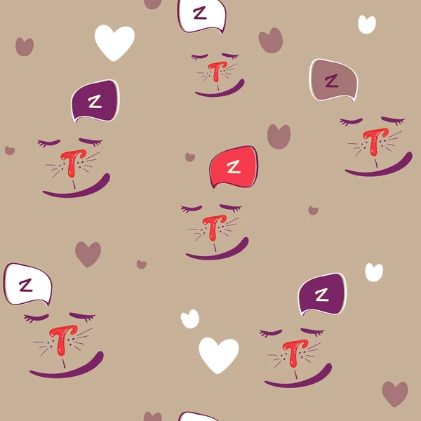 Abstrakte Handgezeichnete Doodle Nahtlose Hintergrundmuster Mit Schlafenden Katzen Vektor Nahtloses — Stockvektor