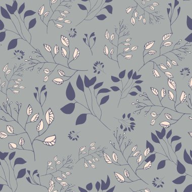 Duvar kağıdı, tebrik kartı, hediye kutusu, tekstil baskı için yaprakları ile çiçek Seamless modeli. Vektör arka plan.