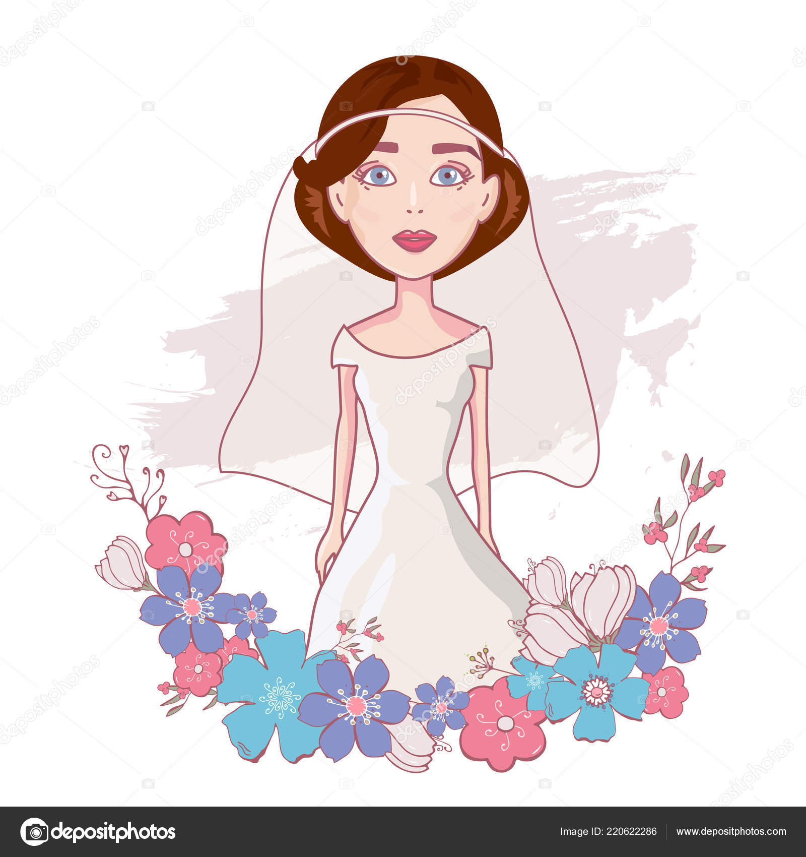 Bridal Shower Invitation Flower Frame Young Beautiful Bride Is In