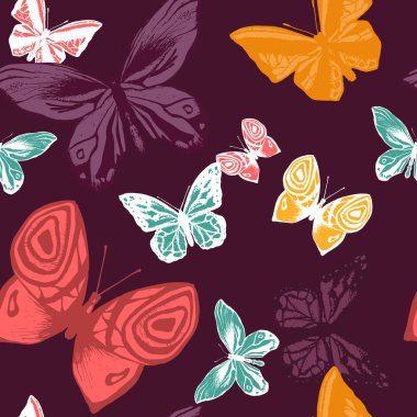 Batterfly ile Seamless modeli. Doğada güzellik. Kumaş, tekstil, baskı ve davet için arka plan. Vektör çizim