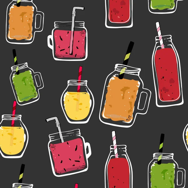 vektör organik meyve seamless modeli kokteyl. cam şişe kavanoz, izole. lezzetli vejetaryen içer, lezzetli meyve suları, polietilen, meyveler, sebze meyve smoothies. Kağıt, yazdırma, duvar kağıdı sarma