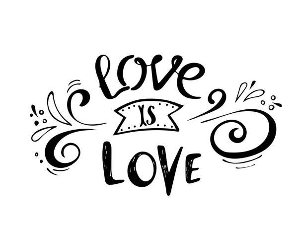 Quotes Love Love Valentine Lettering Love Collection Hand Drawn Lettering — Stock Vector