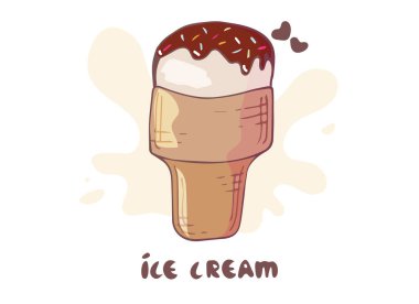 Beyaz arka plan üzerinde izole gözleme, dondurma. Vektör düz anahat simgesi. karikatür tarzı çizimde t gömlek tasarımı için. etiket veya rozeti, simgeler, logo.