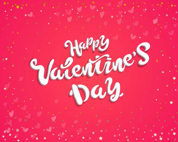 Vektör çizim. tebrik kartı el ile yazı, mutlu sevgililer günü için kalp fırça çizilmiş. Afiş Afiş, poster. şablon baskı, pembe bir arka plan üzerinde beyaz