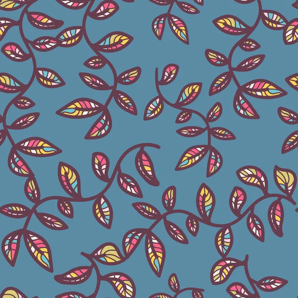 Векторный Бесшовный Рисунок Листьях Ветвях Абстрактный Фон Цветочными Элементами Естественный — стоковый вектор