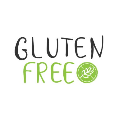 Yazı, siluetleri spikelet daire logosu, bakkal için etiket rozet gluten ücretsiz ürün gıda organik doğa el yazılı depolar, paketleme, reklam. Logo tasarım vektör beyaz arka plan