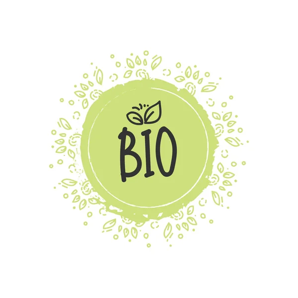 Bio Veganes Logo Grüne Blatt Etikettenschablone Für Vegane Lebensmittelverpackungen Isoliertes — Stockvektor