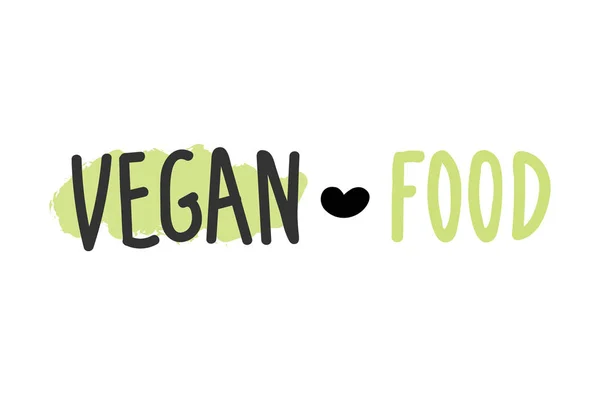 Veganes Essen Handskizzierter Logotyp Typografie Symbol Für Abzeichen Blatt Etikettenschablone — Stockvektor