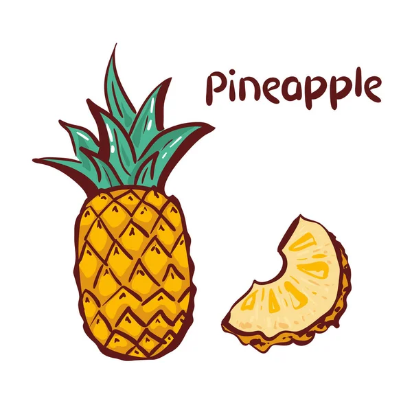 Ananas simgesi. Tropikal meyve, beyaz arka plan üzerinde izole. Taze yemek, tatlı, egzotik sembolü, yaz, vitamin, sağlıklı. Doğa logosunu görmeniz gerekir. çizim tasarım öğesi vektör çizim ver. Logo