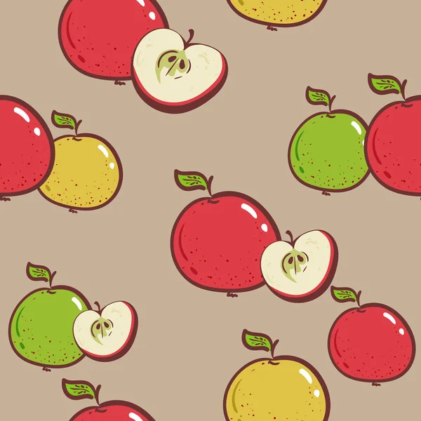Fond Pommes Fraîches Icônes Dessinées Main Vecteur Papier Peint Coloré — Image vectorielle