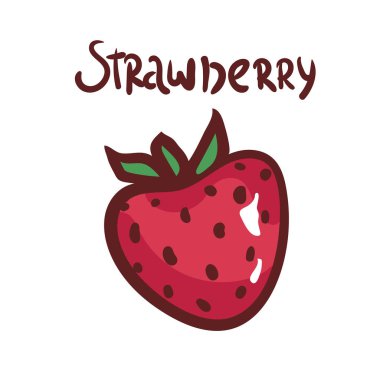 El çilek beyaz zemin üzerine çekilmiş. Vektör berries.icon, illüstrasyon menüsünün resmi posteri. Beyaz arka plan üzerinde izole. Logo broşürler, kartları, posterler, baskılar, menü