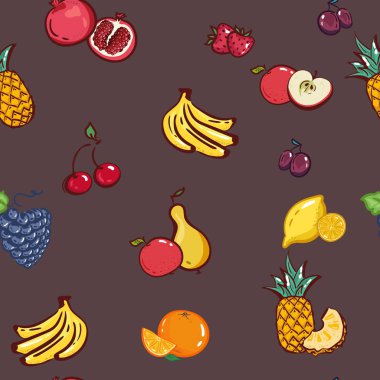 Elle çizilmiş vektör seamless modeli. Ananas egzotik tropik meyve kroki style.for davetiye, tebrik kartları, Bloglar, posterler, arka plan için moda Baskı Tekstil kumaş kapakları duvar kağıtları şal