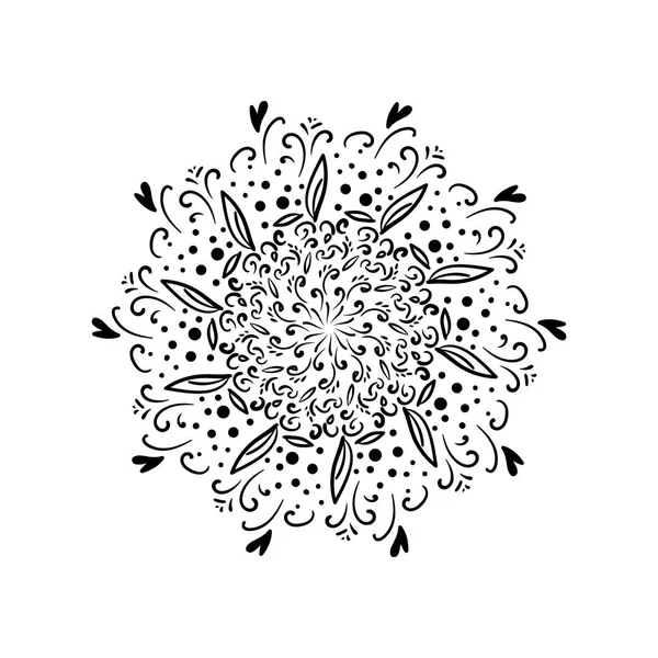 Mandala. folhas de doodle, padrão floral. Índio oriental, estilo chinês. Elemento circulado para design. Padrão de flor isolado no fundo branco. Modelo de logotipo. Ilustração vetorial —  Vetores de Stock
