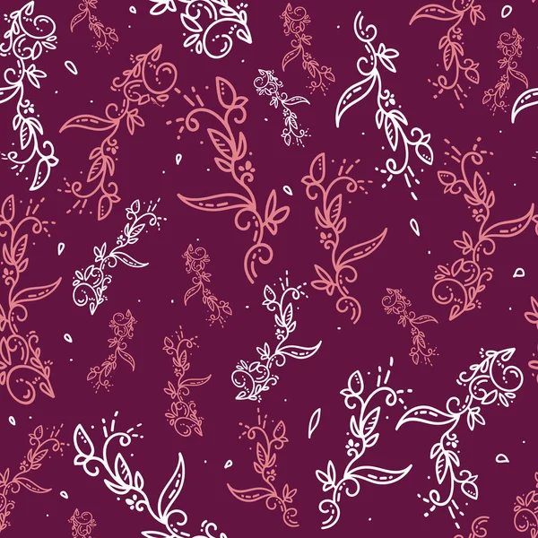 Fond floral vectoriel abstrait. Ornement givré ou gribouillis fond rouge floral. Motif sans couture pour les papiers peints design, textile, impression, remplissage de motifs, arrière-plans de page Web, textures de surface — Image vectorielle