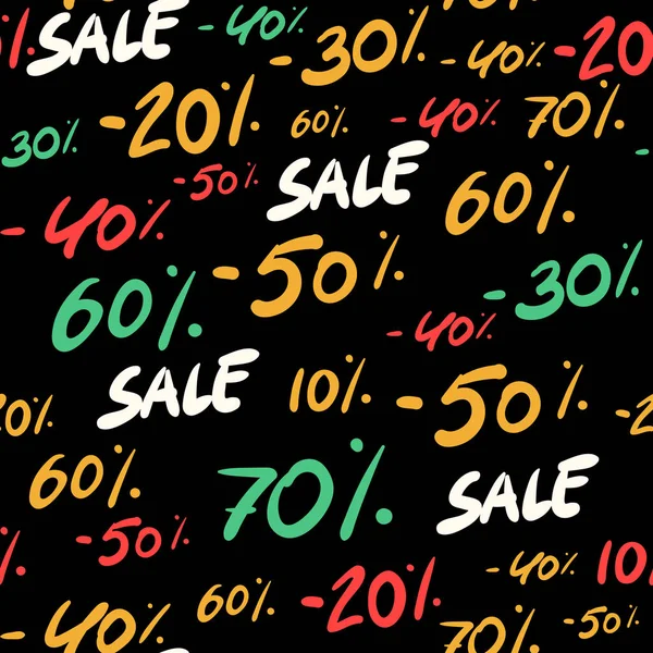 İndirim yüzdesi 70, 50, 30, 60 20 40 el yazısı metin, tipografi, hat, el harfleme ile Satılık Dikişsiz desen. Satılık afiş, promosyon, satış paketi, kağıt için satış arka plan vektör.