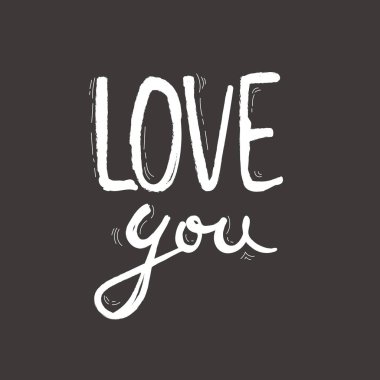 Kartpostal seviyorum. Sevgililer günü için ifade. Mürekkep çizim. Modern fırça hat. Beyaz arka plan üzerinde izole