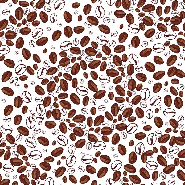 그래픽 커피 콩. 벡터 가닥 이 없는 패턴이죠. 페이지 디자인. 벽지의 거무스름 한 무늬, 무늬채우기, 웹 페이지 배경, 표면 질감, 직물, 카펫, 가정용 장식. — 스톡 벡터