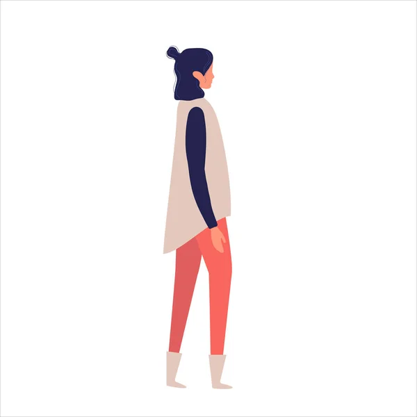 Vista Lateral Una Mujer Caminando Hacia Adelante Ilustración Vectorial Mujer — Archivo Imágenes Vectoriales