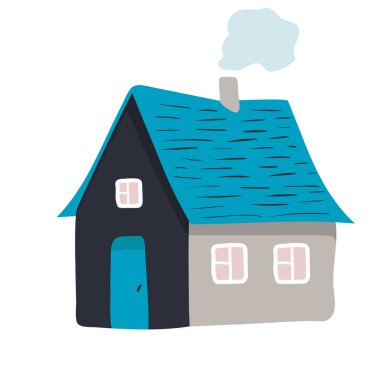 El yapımı ev. Vektör çizimi çizimi. beyaz üzerine izole