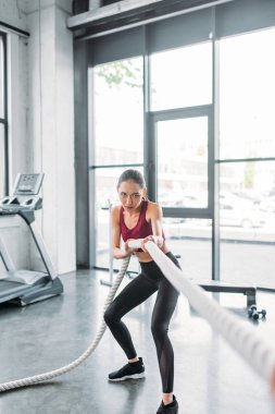 Genç Asyalı sporcumuz savaş ip vasıl jimnastik salonu ile çalışma dışarı