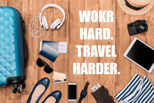 Travel things set composition 