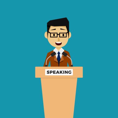 Public Speaker Politician on the Tribune.  clipart