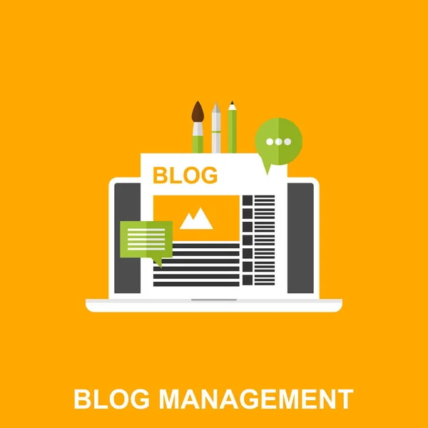 Blog yönetimi düz vektör çizim.