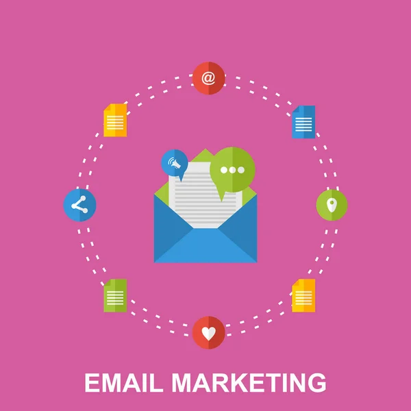 Ilustración plana del concepto de diseño de email marketing — Archivo Imágenes Vectoriales