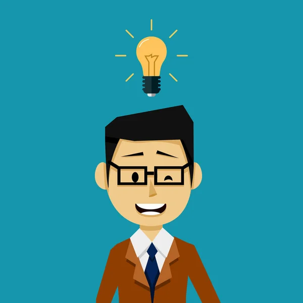 Businessman with an Idea Light Bulb — Stock Vector