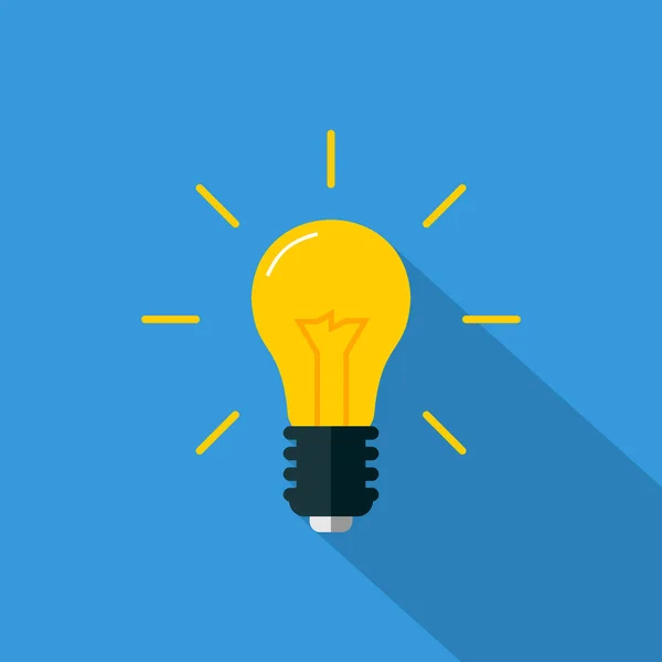 Flat Light bulb Icon on — Stock Vector