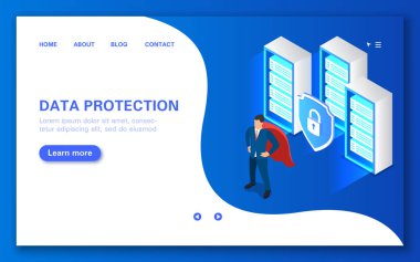 Sunucu veri koruma kavramı. Hacker saldırılarına karşı korumak için yazılım.