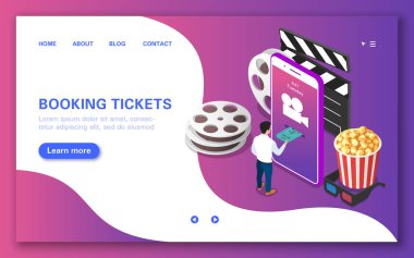 Film izlemek için online bilet rezervasyon konsepti.