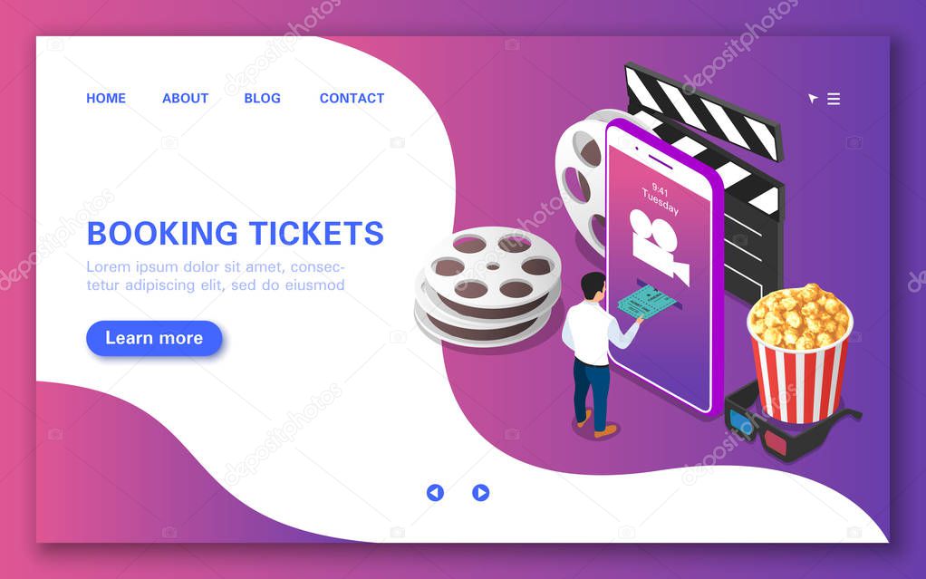 Online ticket booking concept for watching a movie.