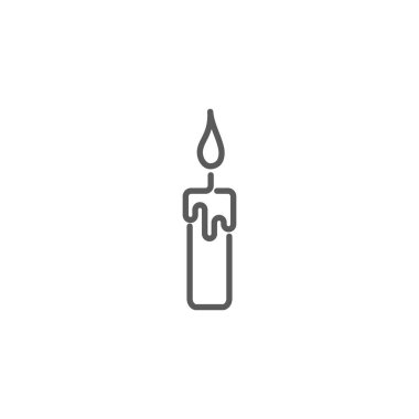 Beyaz arka planda doğrusal stilde mum simgesi.