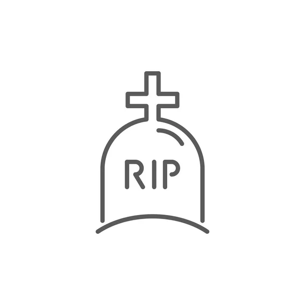 Gravestone icon in linear style on white background. — Stock Vector