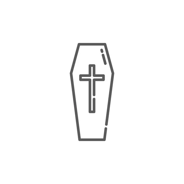 Coffin icon in linear style on white background. — Stock Vector