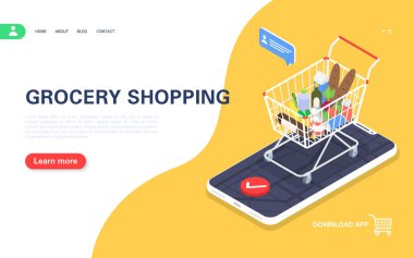 İnternetten market alışverişi. Ürün siparişi ve ev teslimatı için mobil uygulama.