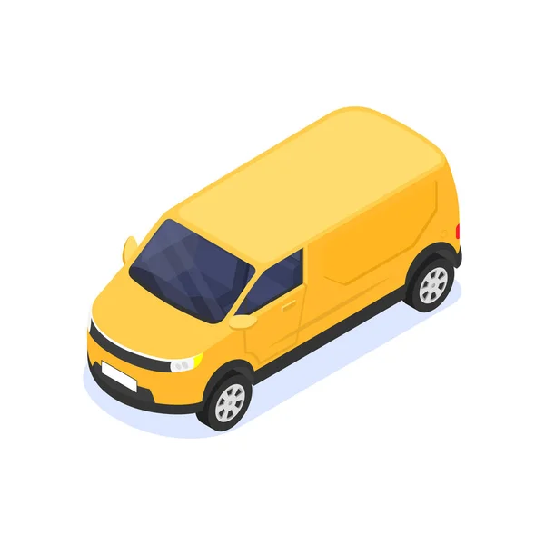Sarı kargo minibüsü beyaz arkaplanda izole edildi. — Stok Vektör