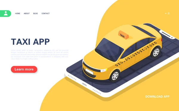 Taxi-Banner. Mobile Anwendung zur Online-Bestellung von Taxis rund um die Uhr. — Stockvektor