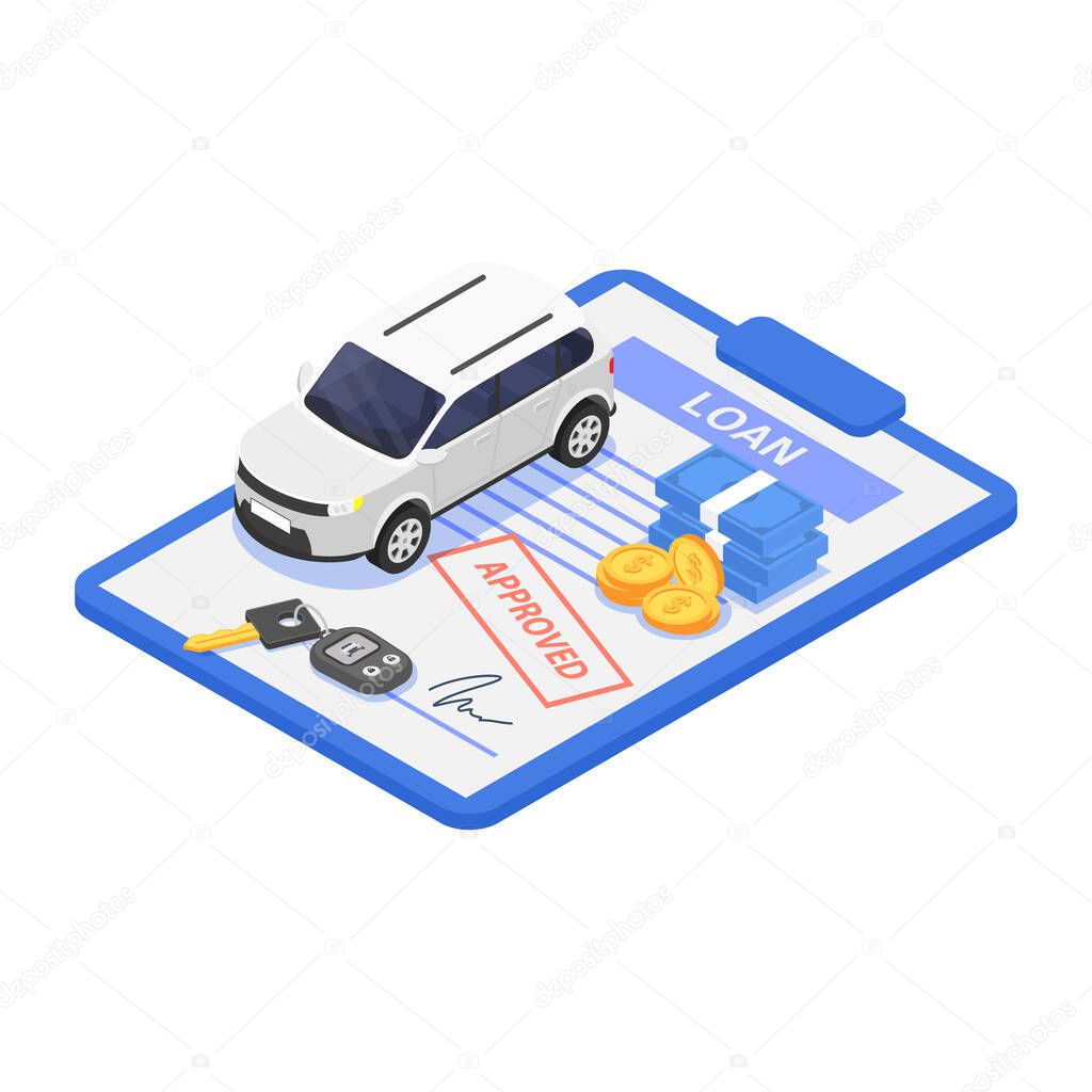 Car loan or vehicle rental concept.