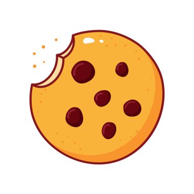 Çikolata parçacıkları beyaz arkaplanda izole edilmiş kurabiye simgesi.