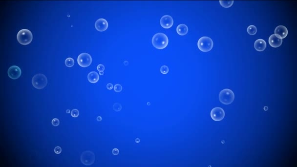 Modrá obrazovka. Chaotický pohyb vzduchových bublin. — Stock video