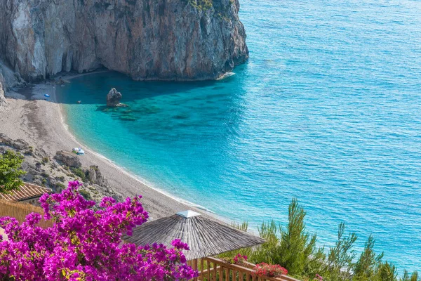 Landschap Met Strand Milos Aan Ionische Zee Eiland Lefkada Griekenland — Stockfoto